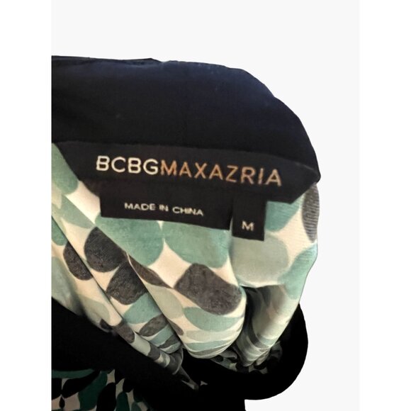 BCBG MaxAzria Women's Size Medium Green and Blue Polka Dot Dress With Tie Sash - Picture 6 of 6